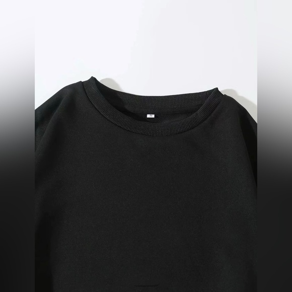 Causal Crew Neck Pullover Sweatshirts Solid Black or White - Picture 8 of 11